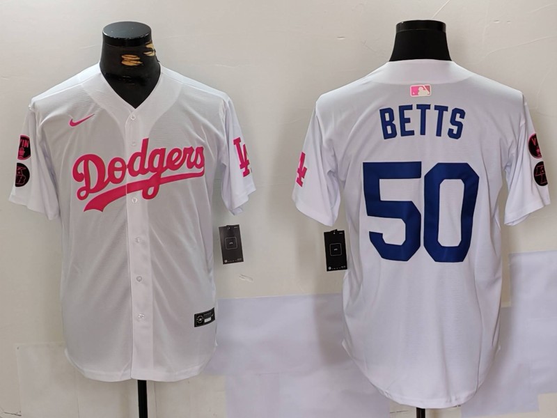Men's Los Angeles Dodgers Mookie Betts #50 White Limited Jersey
